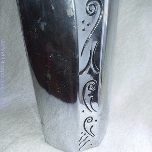Metallic silver finish designer octagon vase